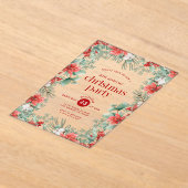 Christmas Flowers Frame Party Invitation アクリル招待状 (レイダウン)