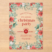 Christmas Flowers Frame Party Invitation アクリル招待状 (正面)
