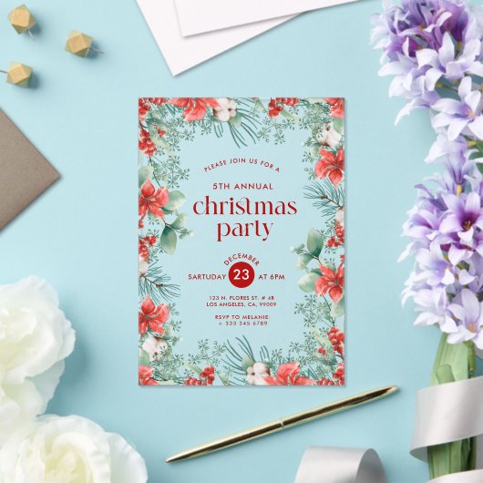 Christmas Flowers Frame Party Invitation アクリル招待状 (インサイチュ (ウェディング))
