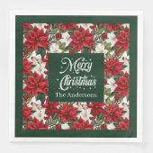 Christmas Flowers Napkins Chic Red Green Accent (正面)