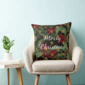 Christmas Flowers Pattern,Gold Red Green Black クッション (椅子)