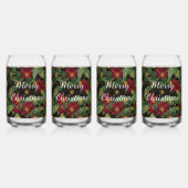 Christmas Flowers Pattern,Gold Red Green Black ,Wh ガラス缶 (正面)