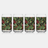 Christmas Flowers Pattern,Gold Red Green Black ,Wh ガラス缶 (左)