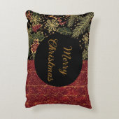 Christmas Flowers ,Red Gold Black,Merry Christmas アクセントクッション (裏面(縦))