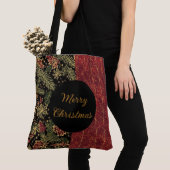 Christmas Flowers ,Red Gold Black,Merry Christmas トートバッグ (クローズアップ)