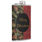 Christmas Flowers ,Red Gold Black,Merry Christmas  フラスク (右)