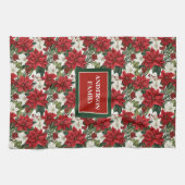 Christmas Flowers Towel Elegant Kitchen Mom Gift キッチンタオル (横)