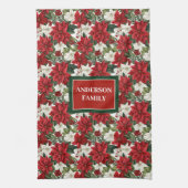 Christmas Flowers Towel Elegant Kitchen Mom Gift キッチンタオル (縦)