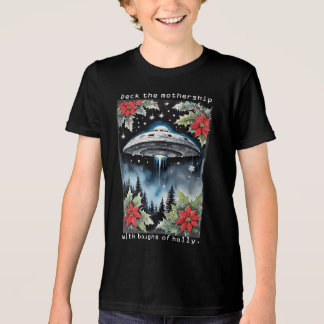 Christmas Flying Saucer Aliens Deck the Mothership トライブレンドTシャツ