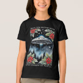 Christmas Flying Saucer Aliens Deck the Mothership トライブレンドＴシャツ (正面)