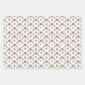 Christmas foliage trellis and bows in red & green ラッピングペーパーシート (正面3)
