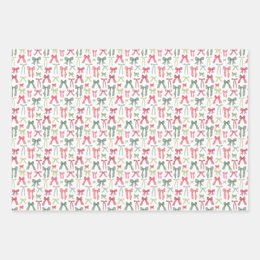 Christmas foliage trellis and bows in red & green ラッピングペーパーシート (正面2)
