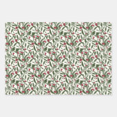 Christmas Folk Art Reindeer, Ornaments, Mistletoe ラッピングペーパーシート (正面3)