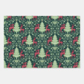 Christmas Folk Art Reindeer, Ornaments, Mistletoe ラッピングペーパーシート (正面)