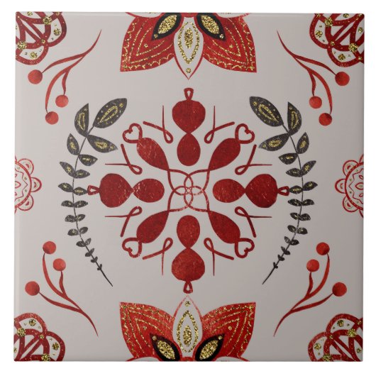 Christmas Folk Nordic Art タイル (正面)