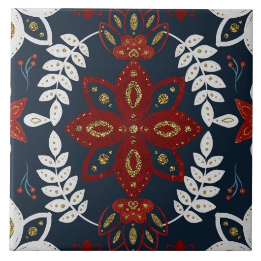 Christmas Folk Nordic Art タイル (正面)