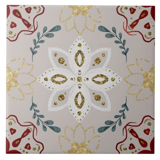 Christmas Folk Nordic Art タイル (正面)