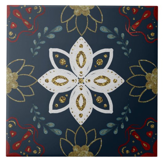 Christmas Folk Nordic Art タイル (正面)