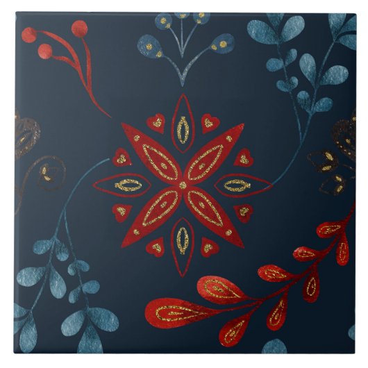 Christmas Folk Nordic Art タイル (正面)