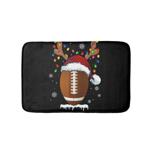 Christmas Football Ball Lights Funny Boys Men Spor バスマット (正面)