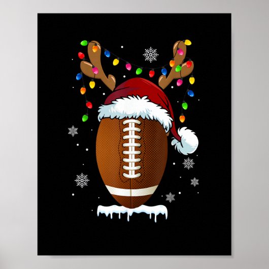 Christmas Football Ball Lights Funny Boys Men Spor ポスター (正面)