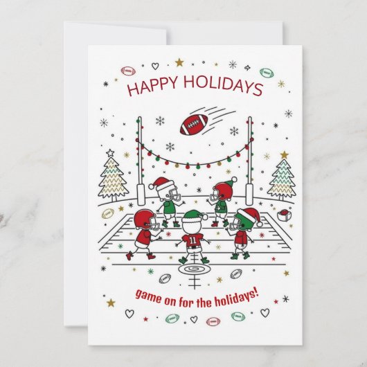 Christmas football Ball Santa Hat Greeting Cards シーズンカード (正面)