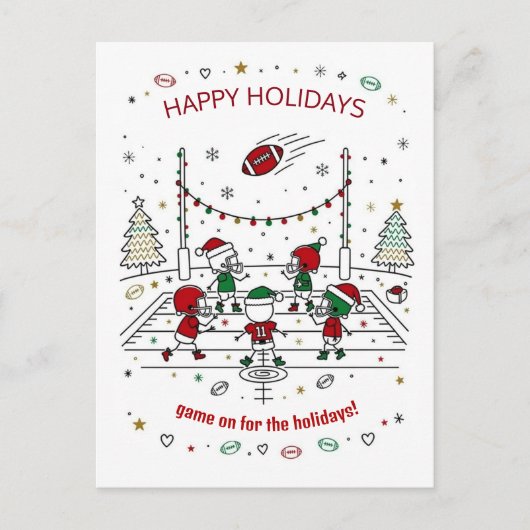 Christmas football Ball Santa Hat Greeting Cards シーズンポストカード (正面)