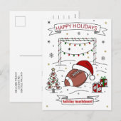 Christmas football Ball Santa Hat Greeting Cards シーズンポストカード (正面/裏面)