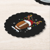 Christmas Football Ball Santa Lights Funny Boys Me ペーパーコースター (アングル)