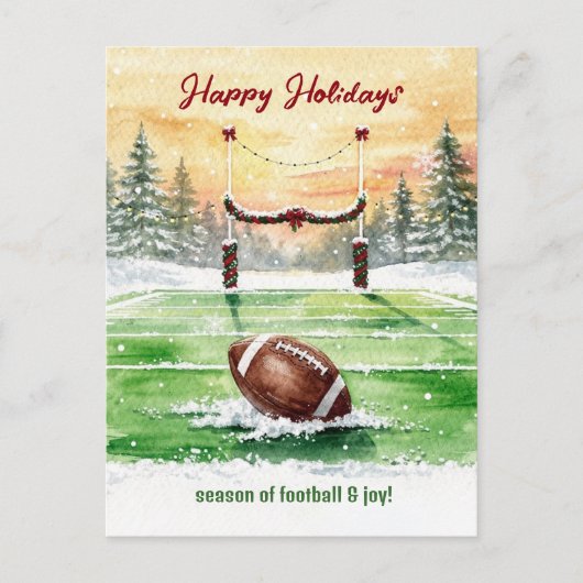 Christmas Football Holiday Greeting Cards シーズンポストカード (正面)
