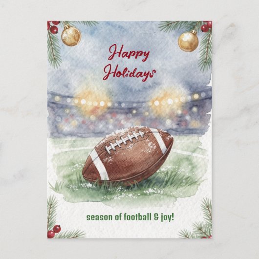 Christmas Football Holiday Greeting Cards シーズンポストカード (正面)