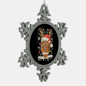 Christmas Football Santa Hat Reindeer Xmas Lights スノーフレークピューターオーナメント (左)