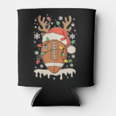 Christmas Football Santa Hat Reindeer Xmas Lights 缶クーラー (正面)