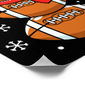 Christmas Football Snowman Santa Hat Funny Xmas Fo ポスター (角)