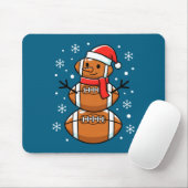 Christmas Football Snowman Santa Hat Funny Xmas Fo マウスパッド (マウス)