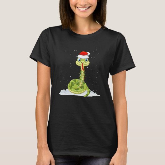 Christmas for men women kids Santa Snake Tシャツ (正面)