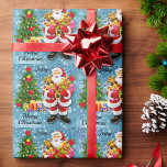 Christmas For Young Child Santa & Gives名前の追加 ラッピングペーパー<br><div class="desc">若い子のためのクリスマスSanta&ギフト追加の名前ラッピング紙</div>