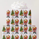 Christmas For Young Child Santa & Gives名前の追加 ラッピングペーパー<br><div class="desc">若い子のためのクリスマスSanta&ギフト追加の名前ラッピング紙</div>