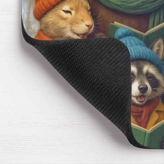 Christmas Forest Animals Caroling マウスパッド (コーナー)