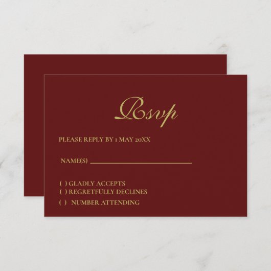 Christmas Formal RSVP card (正面/裏面)