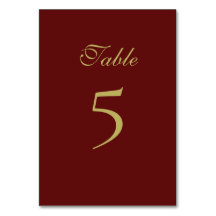 Christmas formal Table Number Card