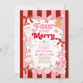 Christmas Four Ever Merry 4th Birthday Invitation 招待状