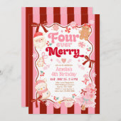 Christmas Four Ever Merry 4th Birthday Invitation 招待状 (正面/裏面)