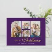 Christmas four photo purple gold christmas  シーズンカード (スタンド正面)