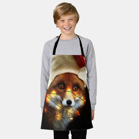 Christmas fox エプロン (着用した状態)