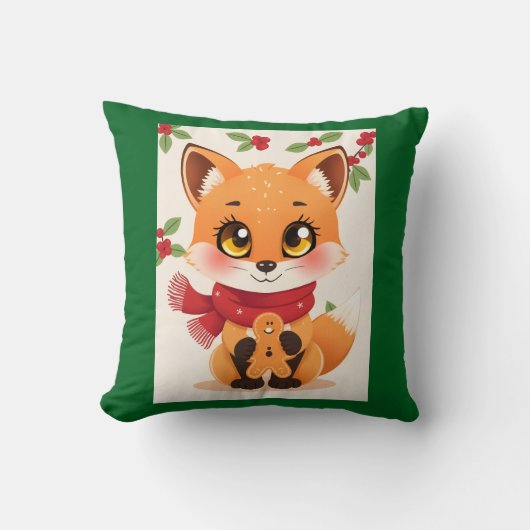 Christmas Fox decor クッション (正面)