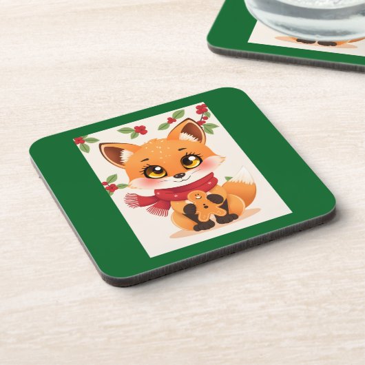 Christmas Fox decor コースター (左側)