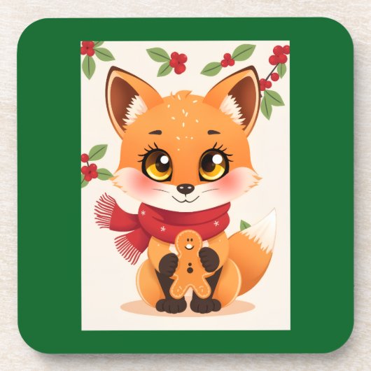 Christmas Fox decor コースター (正面)