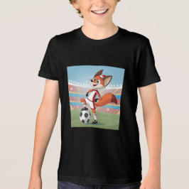 Christmas Fox Playing Football トライブレンドＴシャツ