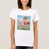 Christmas Fox Playing Football Tシャツ (正面)